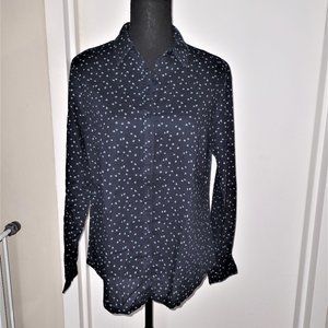 5 for $25! Laura Torelli Navy Patterned Collared Button Down - EU40